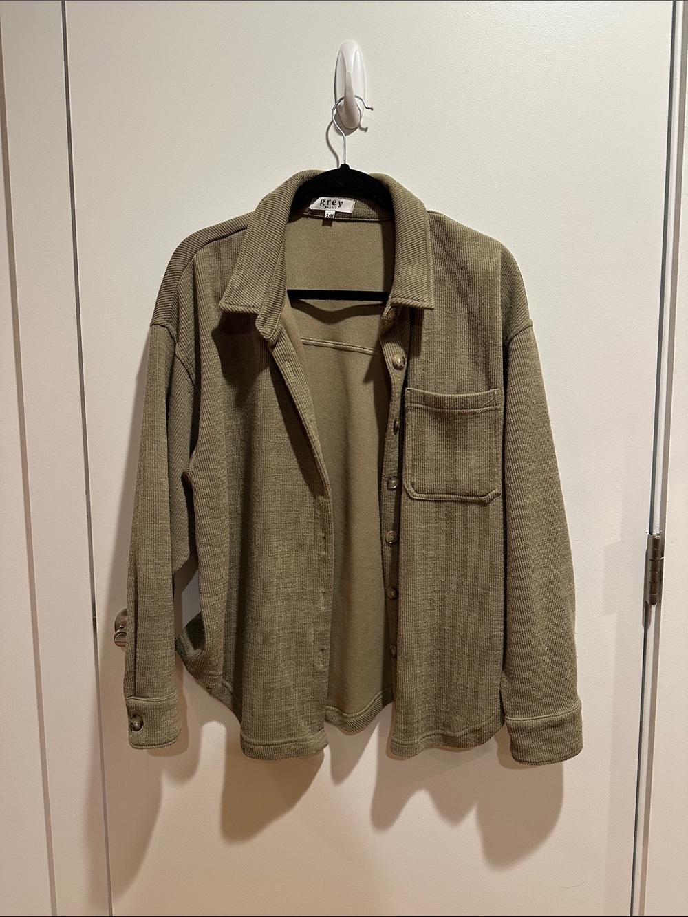 Grey Bandit Olive Green Button-Up Shirt Jacket